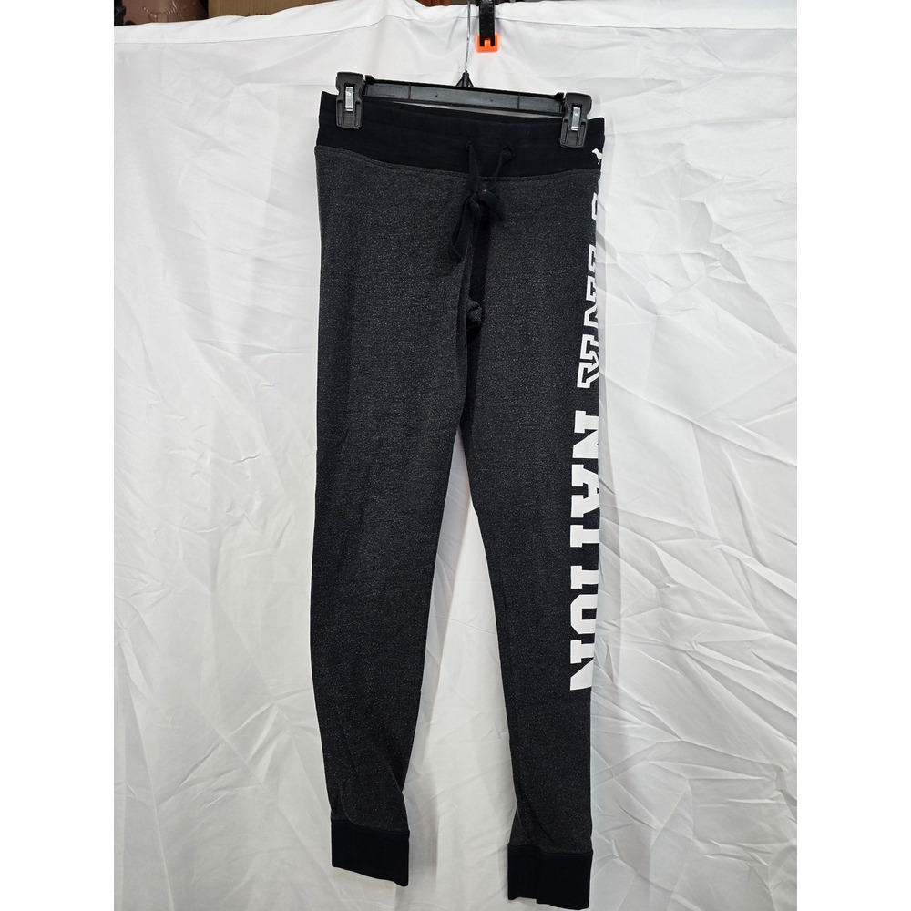 PINK‎ Victoria's Secret Yoga Jogger Sweatpants Charcoal Gray White Logo Size S